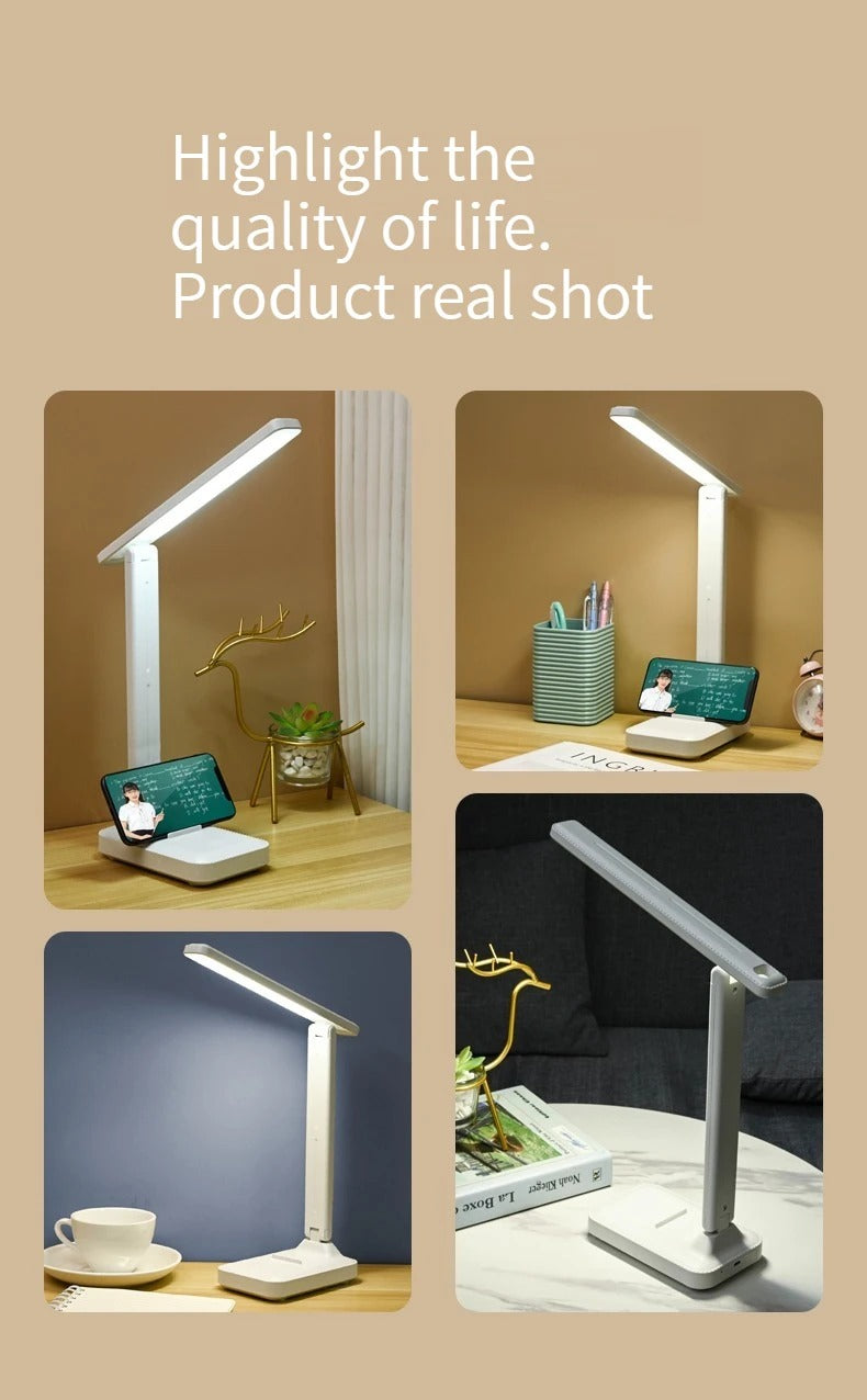 Foldable eye protection desk lamp, supports three-speed dimming, supports USB charging and plug-in two styles, and has learning