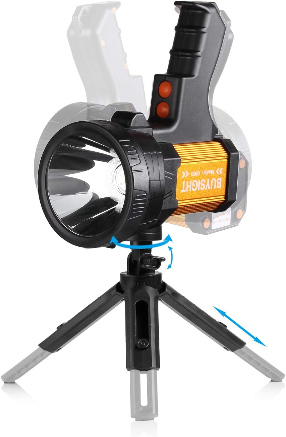 BUYSIGHT Rechargeable Spotlight,2000000 Lumens Spot Lights Hand held High lumens Large Flashlight Handheld Spotlight Lightweight and Super Bright Flashlight (Aluminium_Alloy Golden)