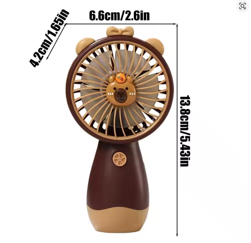 Kapibala Handheld Fan, Cute Cartoon Handheld Fan, USB Rechargeable Portable Fan, Convenient Handheld Cooling Companion
