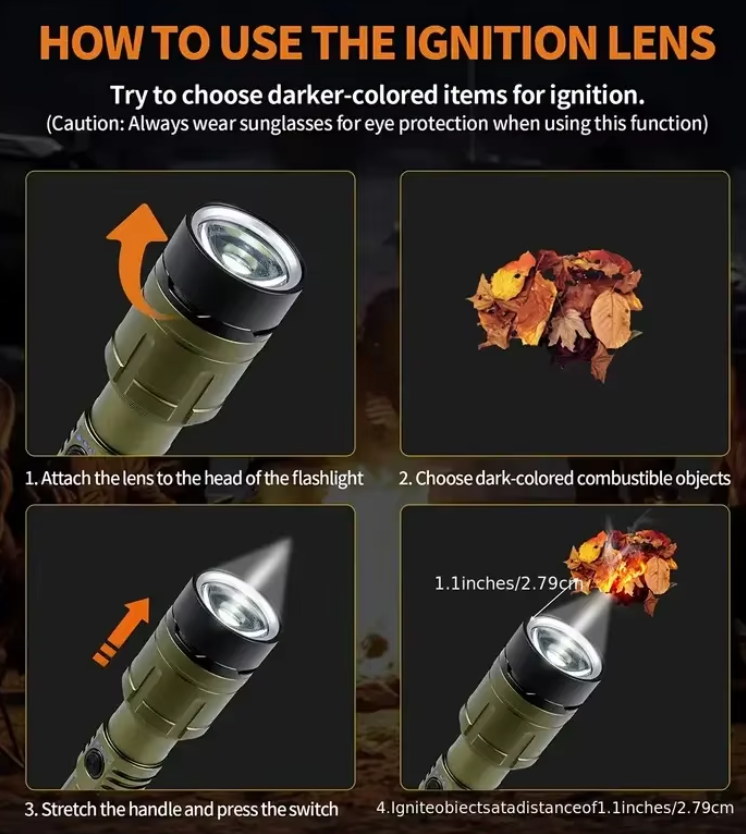 Strong light far-reaching bright laser cannon flashlight with side light emergency repair multi-functional lighting aluminum alloy flashlight