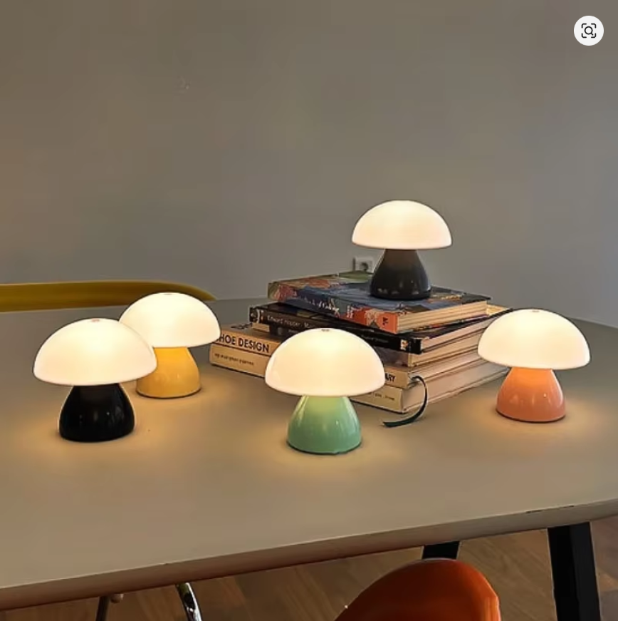 Mushroom LED Table Lamp Touch Dimming USB Charging Night Light for Bedroom/Desk/Coffee Bar Decorative Ambient Night Lighting