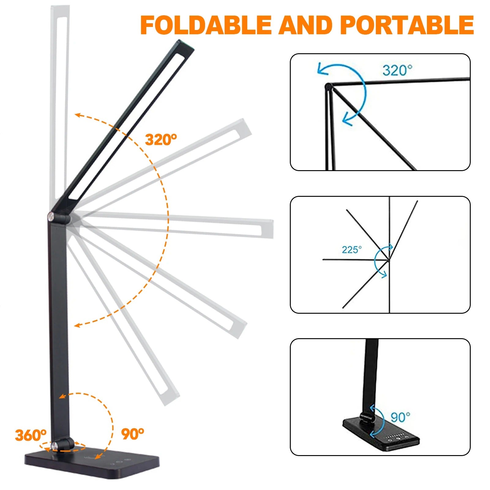 LED Desk Lamp with Wireless Charger,5 Color Modes 10 Brightness Levels Dimmable,360° Foldable Eye-Caring For Home Office Use