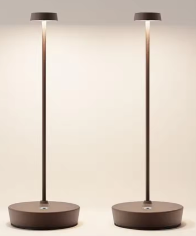 Cordless LED Table Lamp Rechargeable Battery Desk Lamps, 3 Color Stepless Dimmable Metal Battery Table Lamps, Portable Waterpro