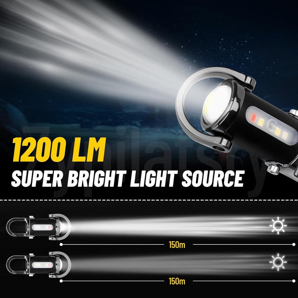 Zypilatsry 1200LM Super Bright Mini Led Flashlights USB Rechargeable Small Waterproof Keychain Flashlight Rescue, Camping-Black