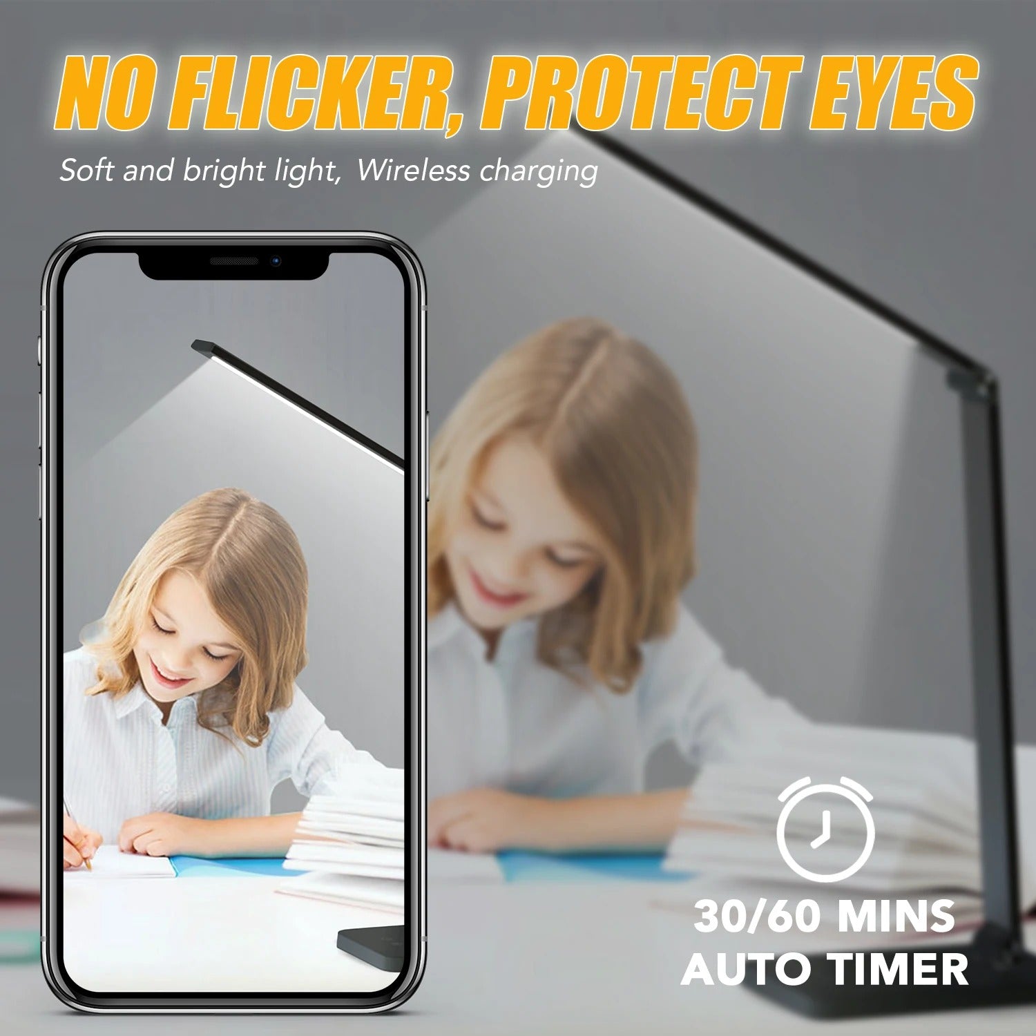 LED Desk Lamp with Wireless Charger,5 Color Modes 10 Brightness Levels Dimmable,360° Foldable Eye-Caring For Home Office Use
