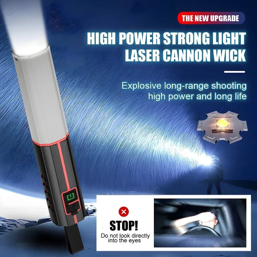 BALDR LED Portable Strong Light Flashlight AH29 Rechargeable Long Range Zoom Torch Outdoor Camping Fishing Hunting Handheld Lamp