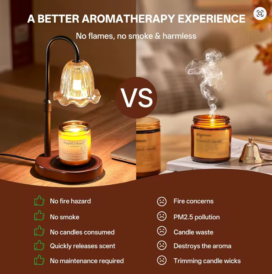Dimmable Candle Wax Warmer with Timer, Adjustable Flower Lamp for Cozy Home Decor, Housewarming Gift for Women Mom Sister