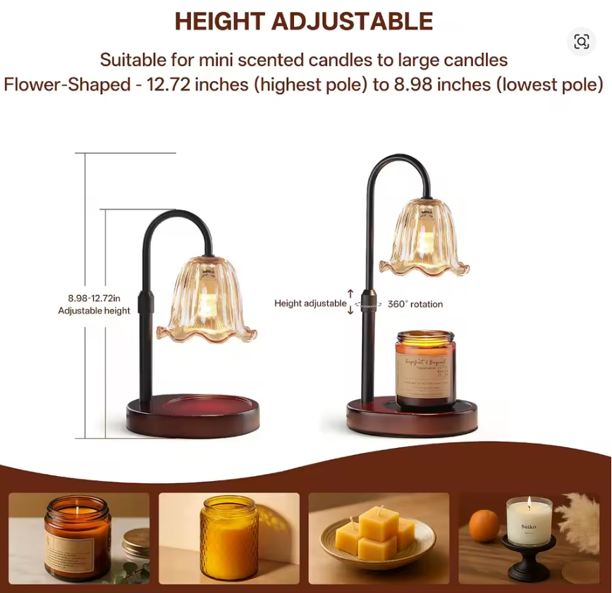 Dimmable Candle Wax Warmer with Timer, Adjustable Flower Lamp for Cozy Home Decor, Housewarming Gift for Women Mom Sister