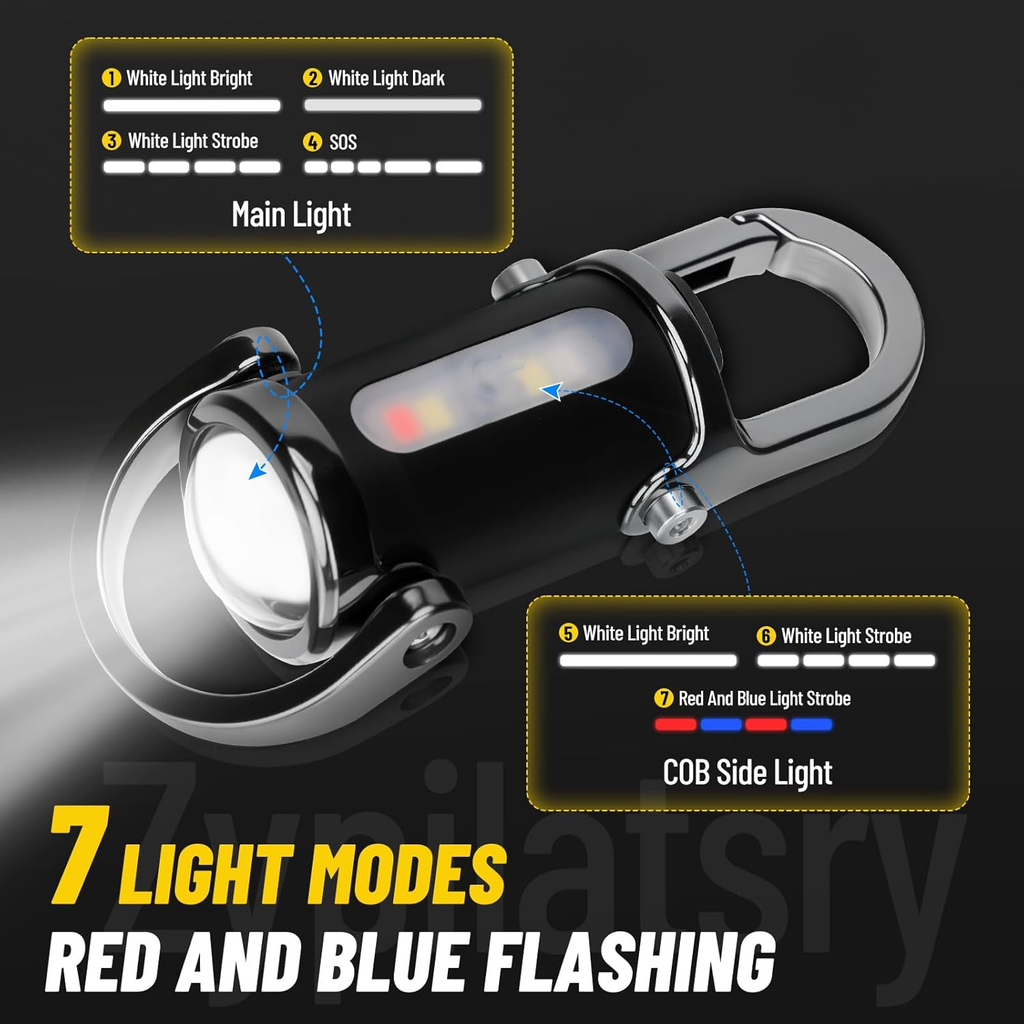 Zypilatsry 1200LM Super Bright Mini Led Flashlights USB Rechargeable Small Waterproof Keychain Flashlight Rescue, Camping-Black