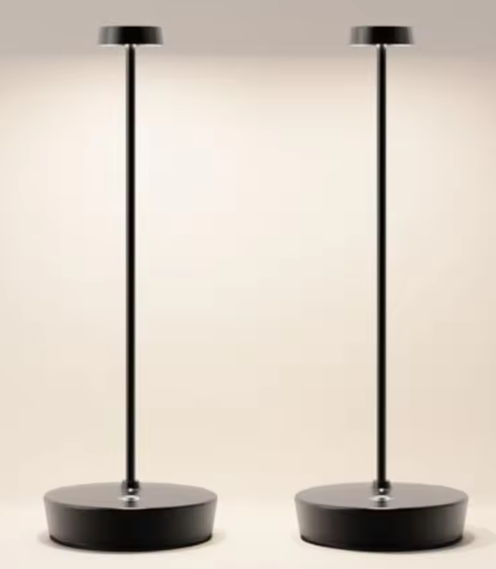 Cordless LED Table Lamp Rechargeable Battery Desk Lamps, 3 Color Stepless Dimmable Metal Battery Table Lamps, Portable Waterpro