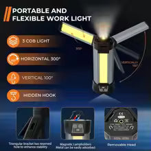 6000mAh LED Work Light Rechargeable Cordless Work Light with COB Construction Light Telescopic for Outdoor Camping