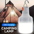 Portable LED travel light bulb with hook, USB rechargeable emergency work light, handheld floodlight lantern