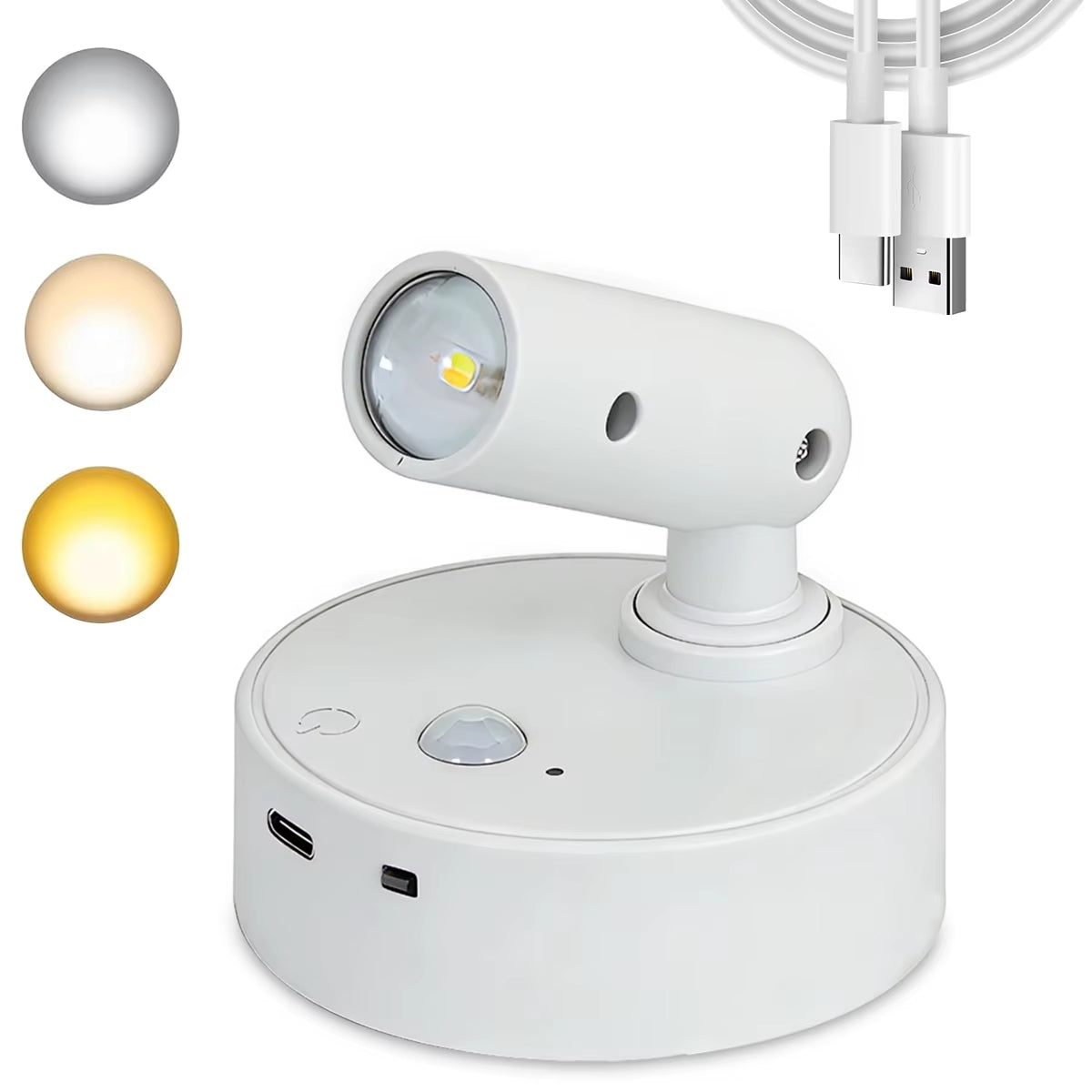 Three-color wall lamp no-drill LED light, soft light sensor light bedside bedroom night light, magnetic rechargeable spotlight.