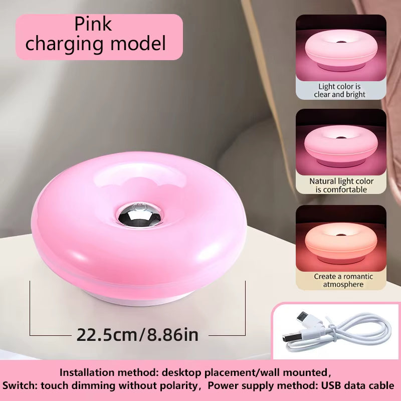 Creative Donut Glass Touch Desk Lamp, Vintage Rechargeable Glass Bedside Lamp, Romantic Ambient Light, Living Room Night Light