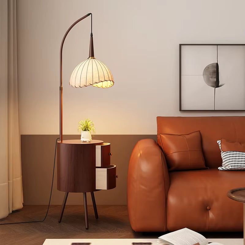 Vintage Grapefruit Glass Lampshade Floor Lamp Living Room Sofa Side with Shelf Standing Lamp Study Room Reading Table Lamp