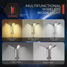6000mAh LED Work Light Rechargeable Cordless Work Light with COB Construction Light Telescopic for Outdoor Camping