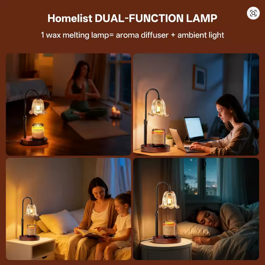 Dimmable Candle Wax Warmer with Timer, Adjustable Flower Lamp for Cozy Home Decor, Housewarming Gift for Women Mom Sister
