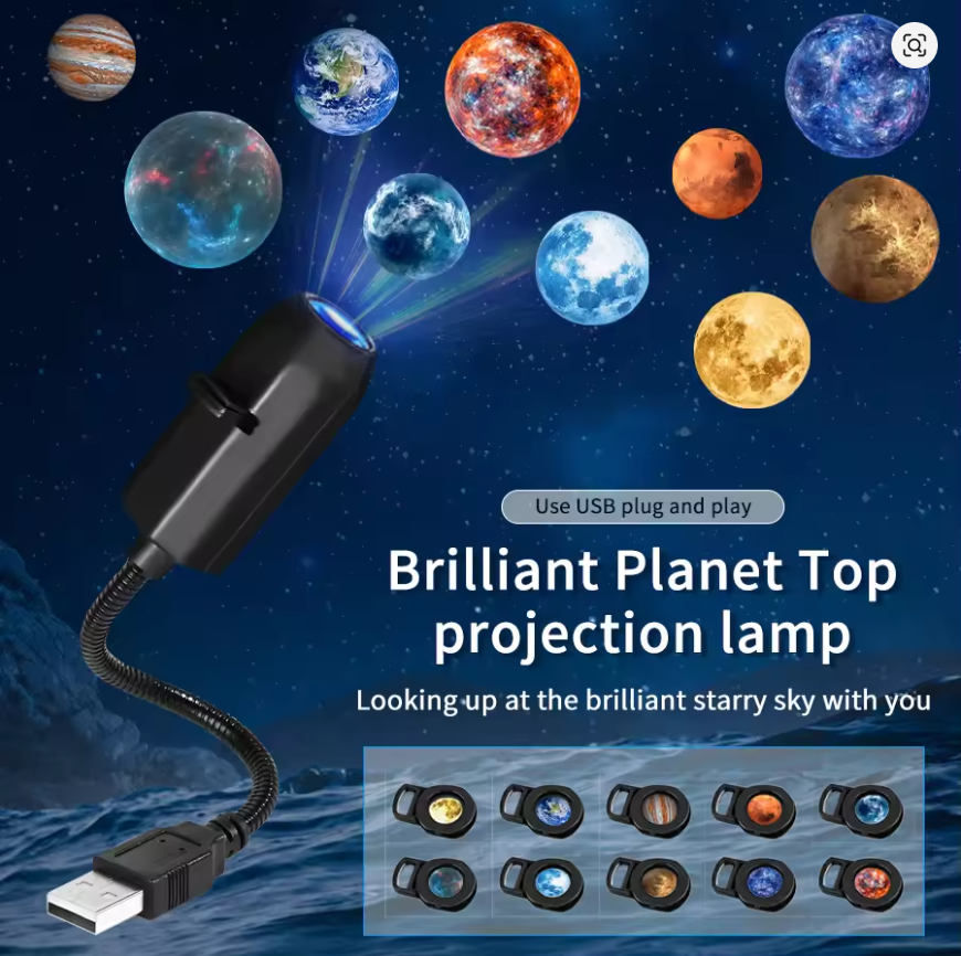 USB Plug Projection Lamp Planet/Halloween/Christmas Theme Replacement Lamp Strip Indoor Ceiling Decoration Projection Lamp