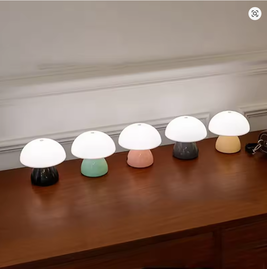 Mushroom LED Table Lamp Touch Dimming USB Charging Night Light for Bedroom/Desk/Coffee Bar Decorative Ambient Night Lighting