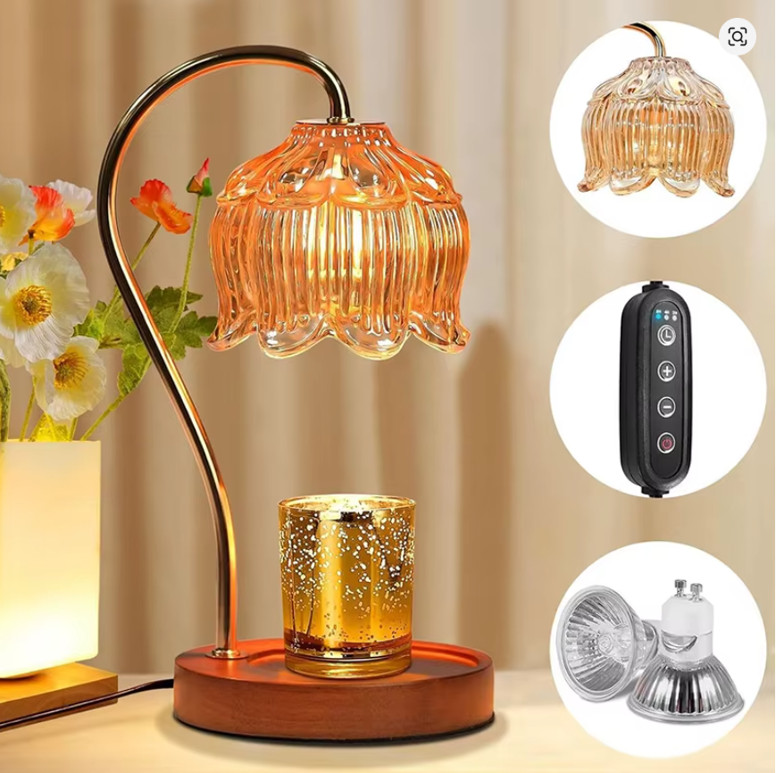 Nordic Glass Candle Warmer Lamp Bedroom Atmosphere Warmer Lamp Retro Lamp Candle Tray Night Light desk Decor Home Decoration ﻿