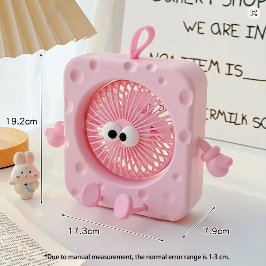 Creative Cheese Shaped Mini Fan 3D Cartoon Portable USB Desk Fan with Hanging Loop Desktop Cooling Fans Office Dorm Decor