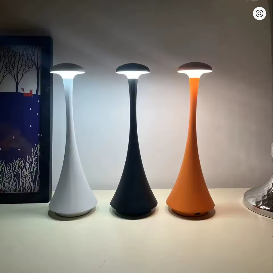 Mushroom Table Lamp, USB-C Rechargeable Wireless Touch Creative Night Light for Hotel, Bedroom & Home Atmosphere