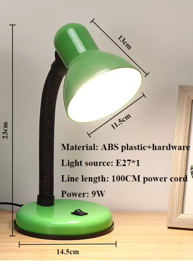 203-Flexible Gooseneck Desk Lamp with LED Bulb, 6000K Metal Table Lamp for Office, Living Room, Bedroom, College Dorm