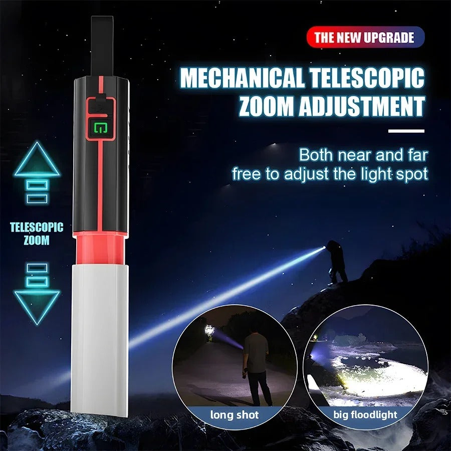 BALDR LED Portable Strong Light Flashlight AH29 Rechargeable Long Range Zoom Torch Outdoor Camping Fishing Hunting Handheld Lamp