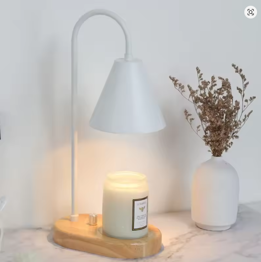 Electric Candle Warmer Lamp with Dimmer Wax Melting Light Creative Aromatherapy Table Wooden Base Bedside Decor Gifts 110V/230V