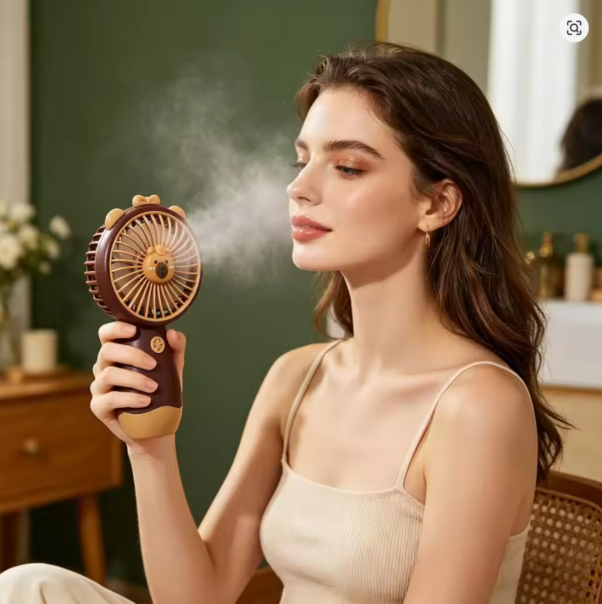 Kapibala Handheld Fan, Cute Cartoon Handheld Fan, USB Rechargeable Portable Fan, Convenient Handheld Cooling Companion