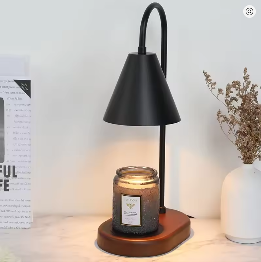 Electric Candle Warmer Lamp with Dimmer Wax Melting Light Creative Aromatherapy Table Wooden Base Bedside Decor Gifts 110V/230V