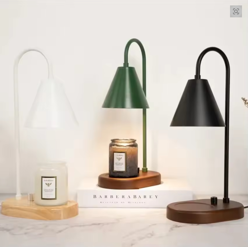Electric Candle Warmer Lamp with Dimmer Wax Melting Light Creative Aromatherapy Table Wooden Base Bedside Decor Gifts 110V/230V