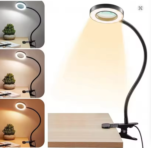 10X Magnifying Glass With 3 Color Modes LED Lighted Desk Lamp LED Magnifier Lamp for Reading Crafting Painting Close Work