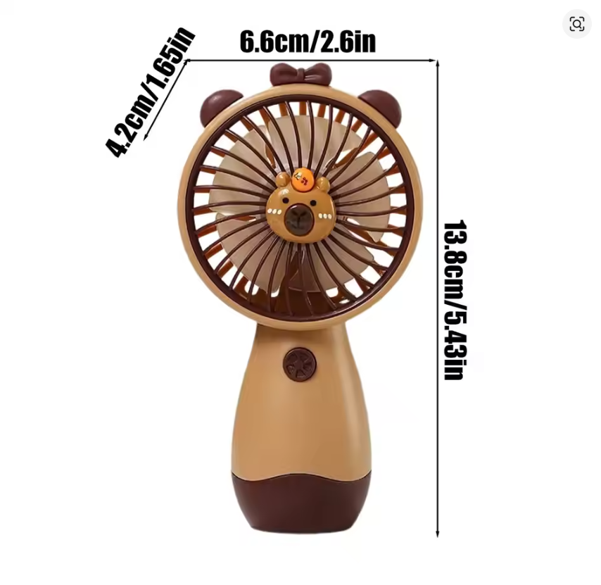 Kapibala Handheld Fan, Cute Cartoon Handheld Fan, USB Rechargeable Portable Fan, Convenient Handheld Cooling Companion