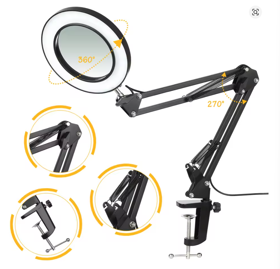 72LED 8X/10X NEW Illuminated Magnifier USB 3 Colors LED Magnifying Glass for Soldering Iron Repair/Table Lamp/Skincare Beauty
