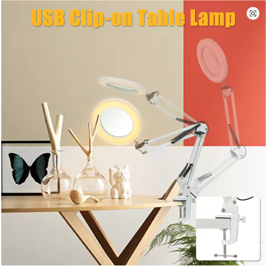 72LED 8X/10X NEW Illuminated Magnifier USB 3 Colors LED Magnifying Glass for Soldering Iron Repair/Table Lamp/Skincare Beauty