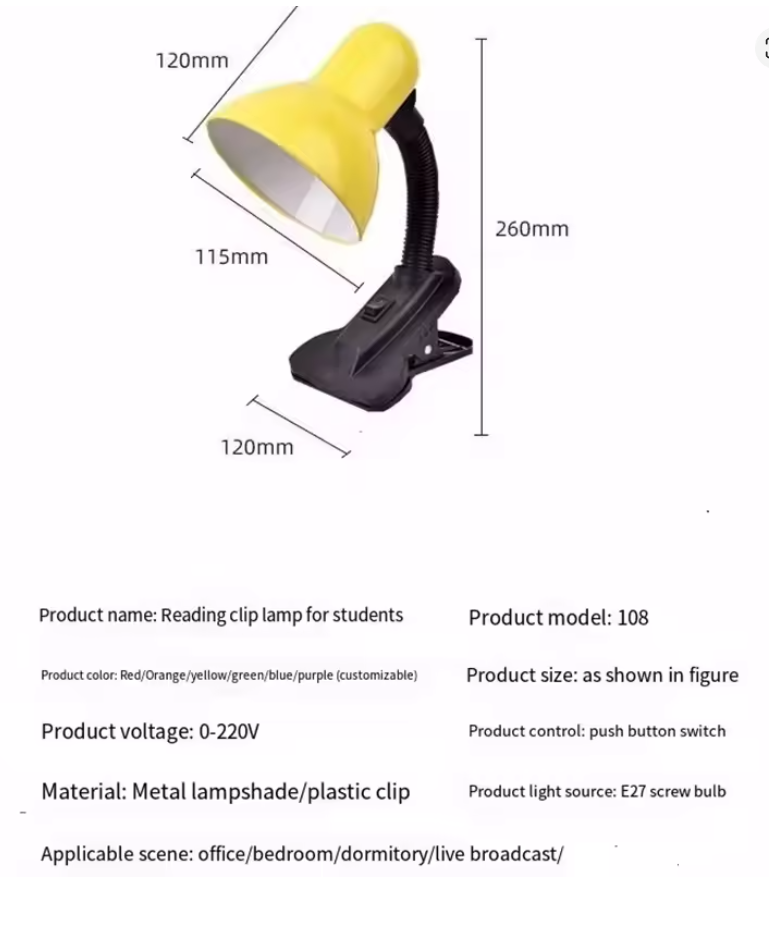 108-LED desk lamp E27 screw port night light office eye care reading lamp can clip can stand bedroom bed learning lighting lamps
