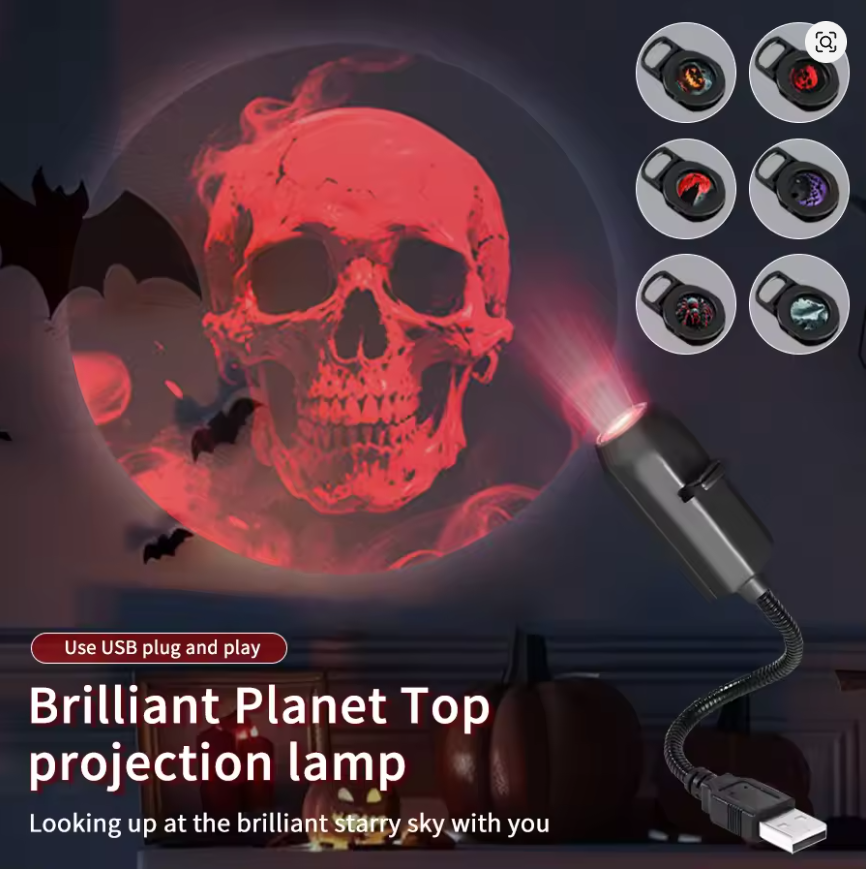 USB Plug Projection Lamp Planet/Halloween/Christmas Theme Replacement Lamp Strip Indoor Ceiling Decoration Projection Lamp