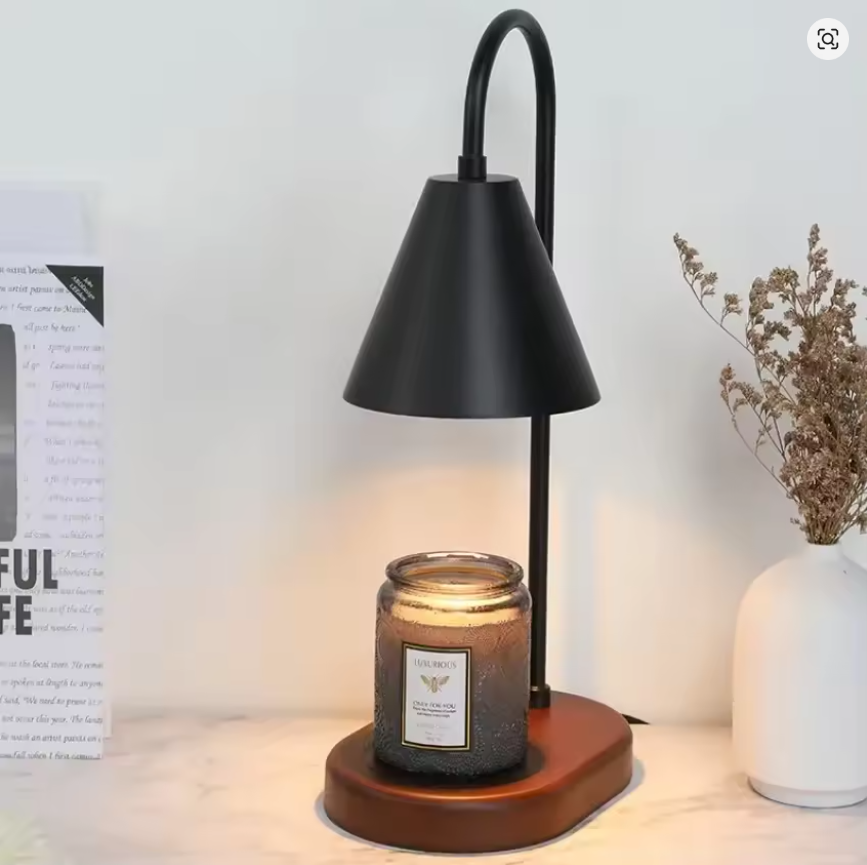 Electric Candle Warmer Lamp with Dimmer Wax Melting Light Creative Aromatherapy Table Wooden Base Bedside Decor Gifts 110V/230V