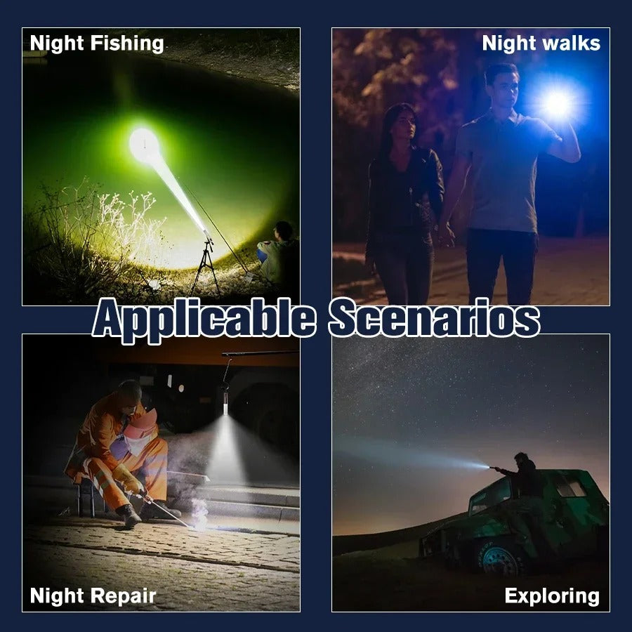 BALDR LED Portable Strong Light Flashlight AH29 Rechargeable Long Range Zoom Torch Outdoor Camping Fishing Hunting Handheld Lamp