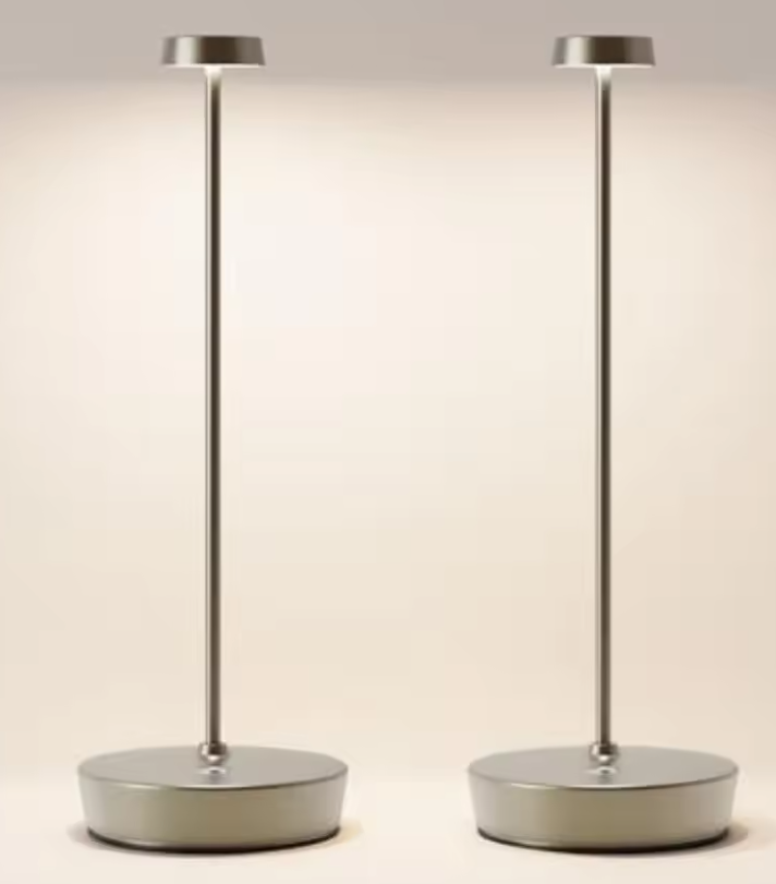Cordless LED Table Lamp Rechargeable Battery Desk Lamps, 3 Color Stepless Dimmable Metal Battery Table Lamps, Portable Waterpro