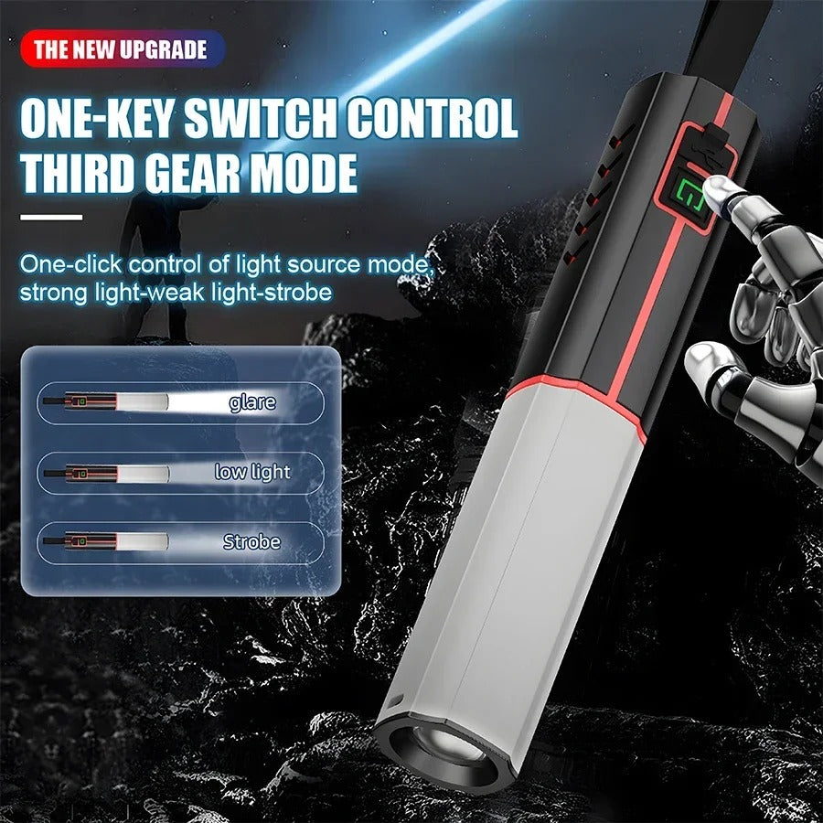 BALDR LED Portable Strong Light Flashlight AH29 Rechargeable Long Range Zoom Torch Outdoor Camping Fishing Hunting Handheld Lamp