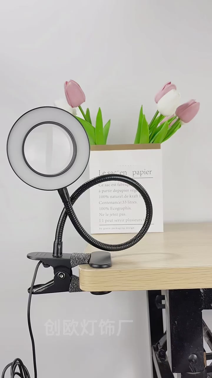 10X Magnifying Glass With 3 Color Modes LED Lighted Desk Lamp LED Magnifier Lamp for Reading Crafting Painting Close Work
