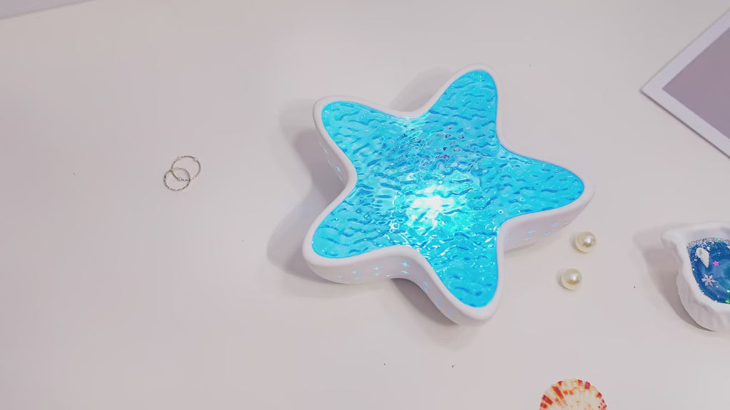 Starfish LED Night Light Rechargeable Table Lamp Northern Ocean Wave Projector Lights Romantic For Bedroom Desk Festival Decor
