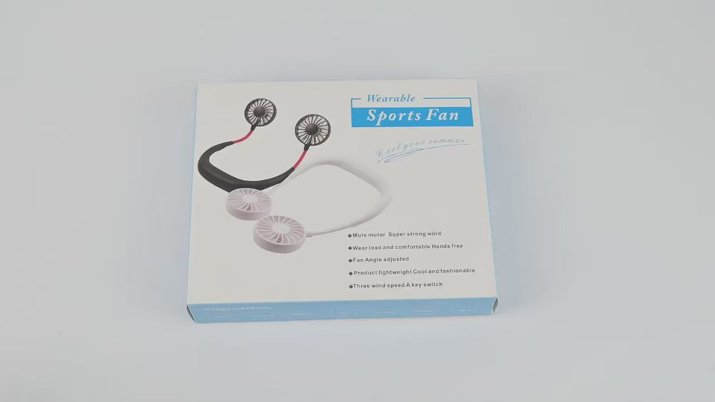 USB Rechargeable Mini Sports 3-Speed Adjustable Neck Dual Fan Home OfficeOutdoor Travel Portable Hanging Neck Fan