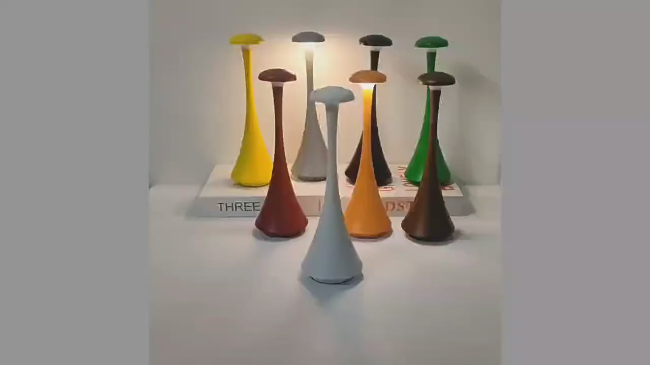 Mushroom Table Lamp, USB-C Rechargeable Wireless Touch Creative Night Light for Hotel, Bedroom & Home Atmosphere