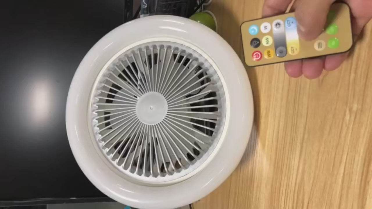 Smart Remote Control Ceiling Fan with LED Lighting Ceiling Fan with Lights Remote Control E27 Converter Base for Living Room